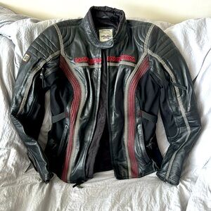 Red and Black Women’s Leather Harley Davidson Jacket (S)